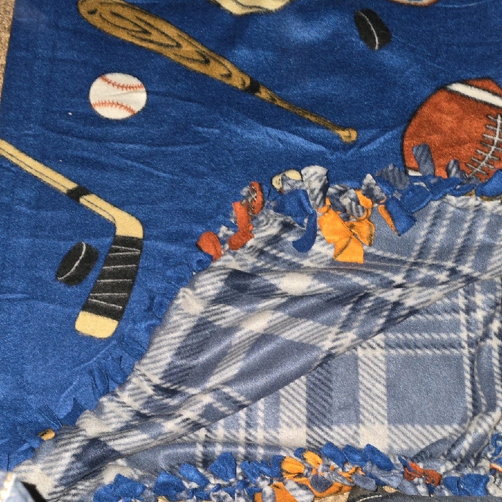 Blue Sports-Themed Fleece Blanket